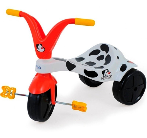 Triciclo Infantil Masculino Dalmata - Branco Com Vermelho